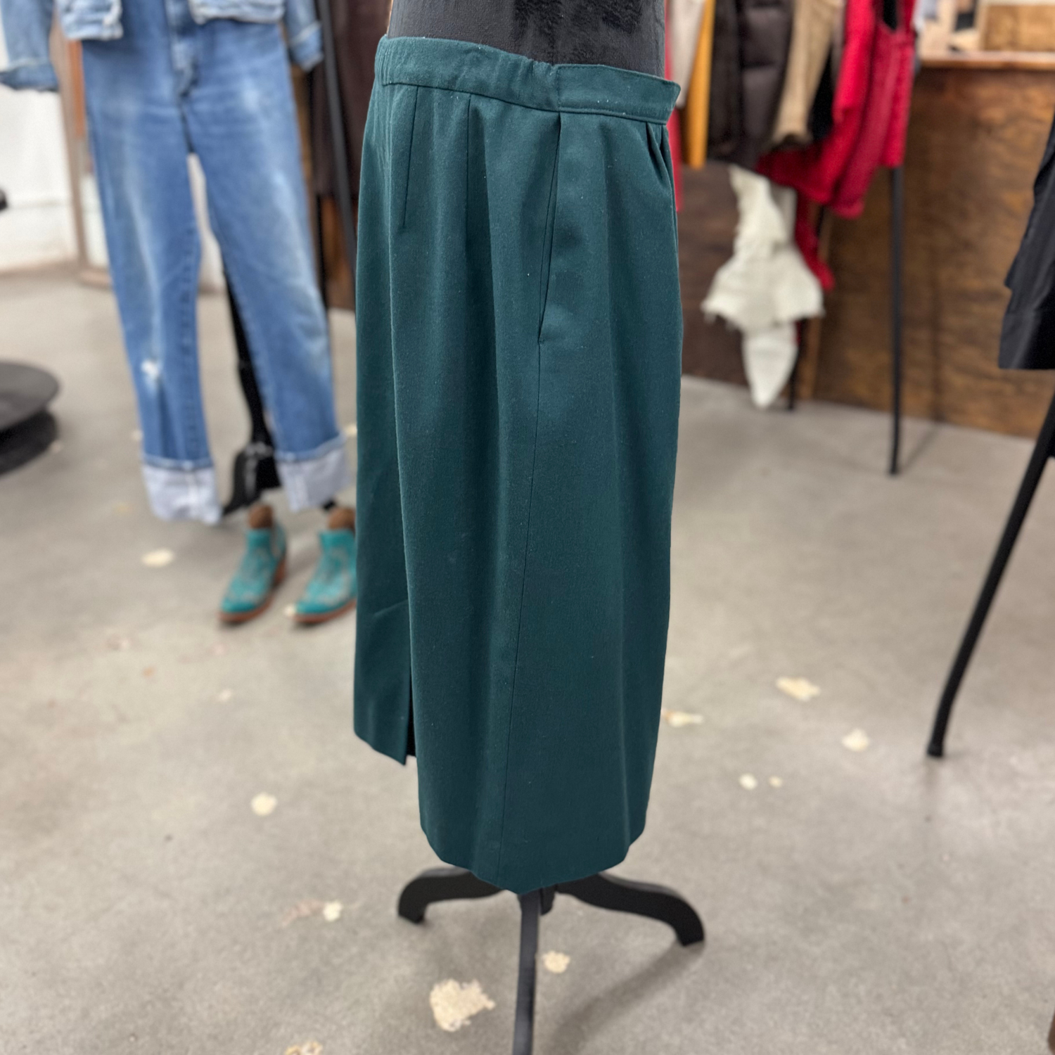 Vintage 80s Emerald Green Pendleton Wool Skirt