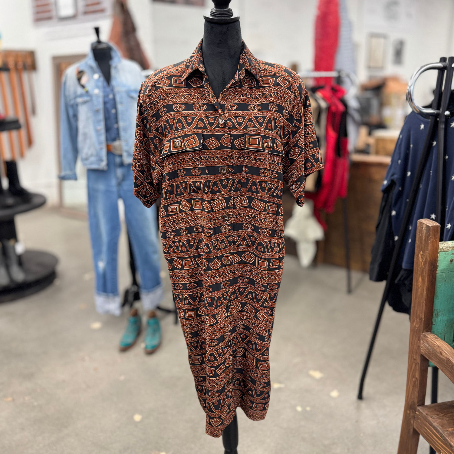 Vintage 80s Geometric Dress with Belt