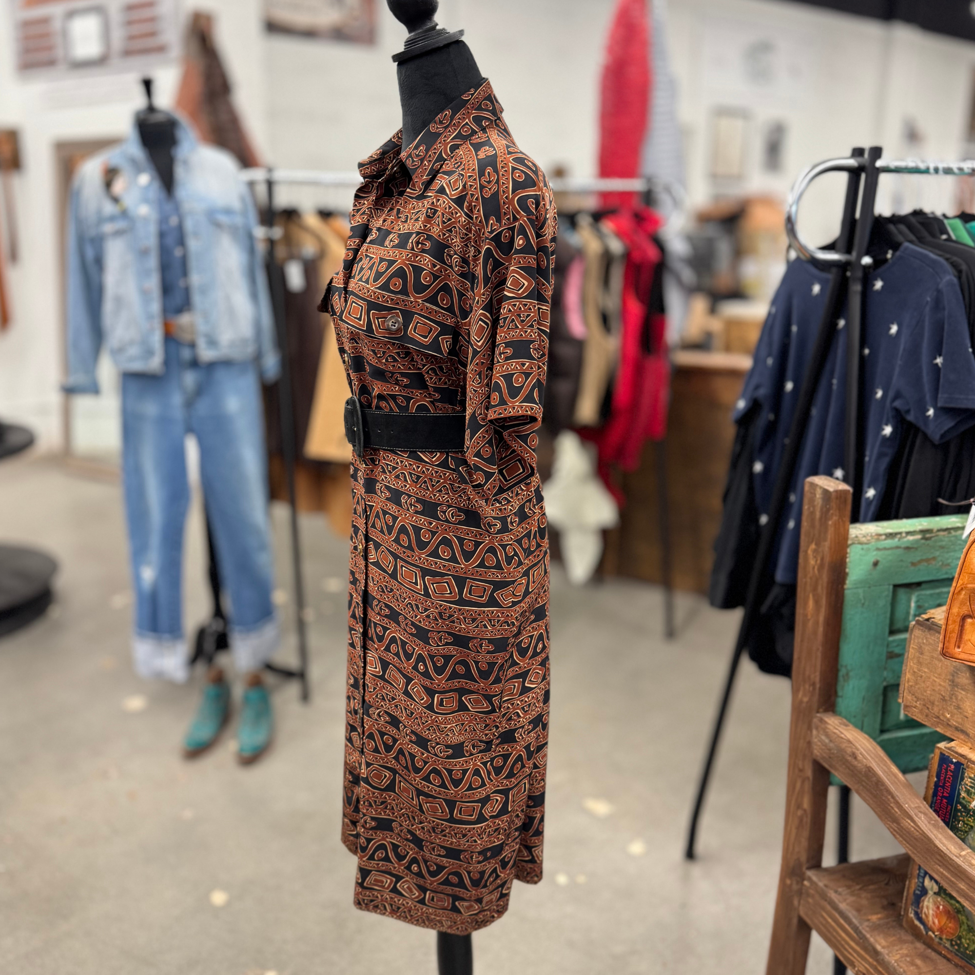 Vintage 80s Geometric Dress with Belt