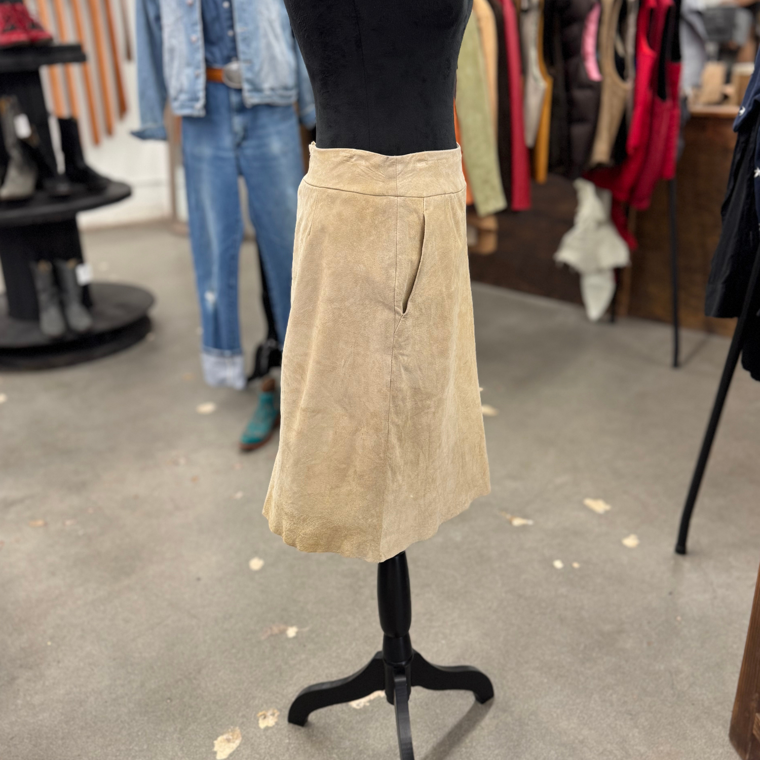 Vintage Beige Suede Skirt