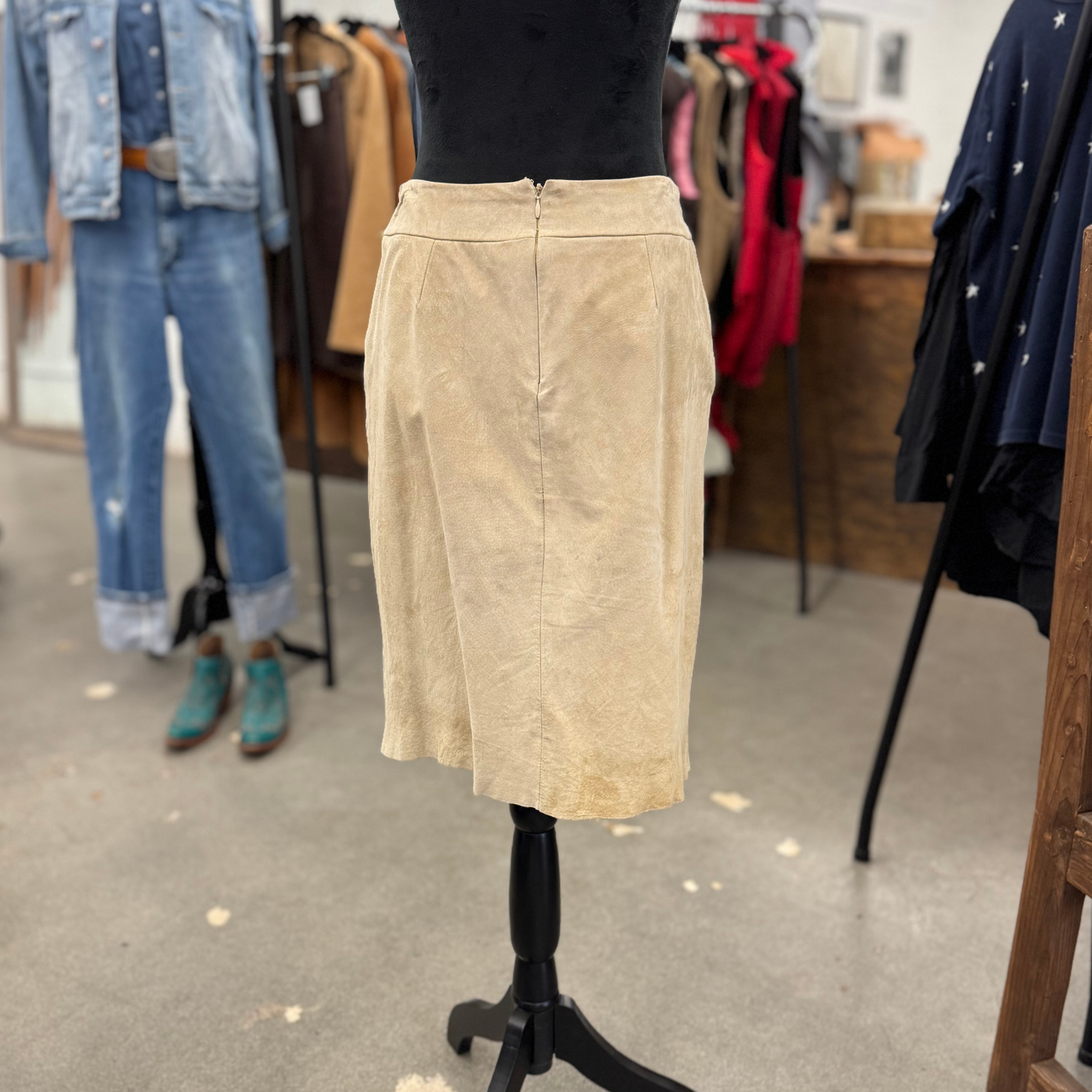 Vintage Beige Suede Skirt