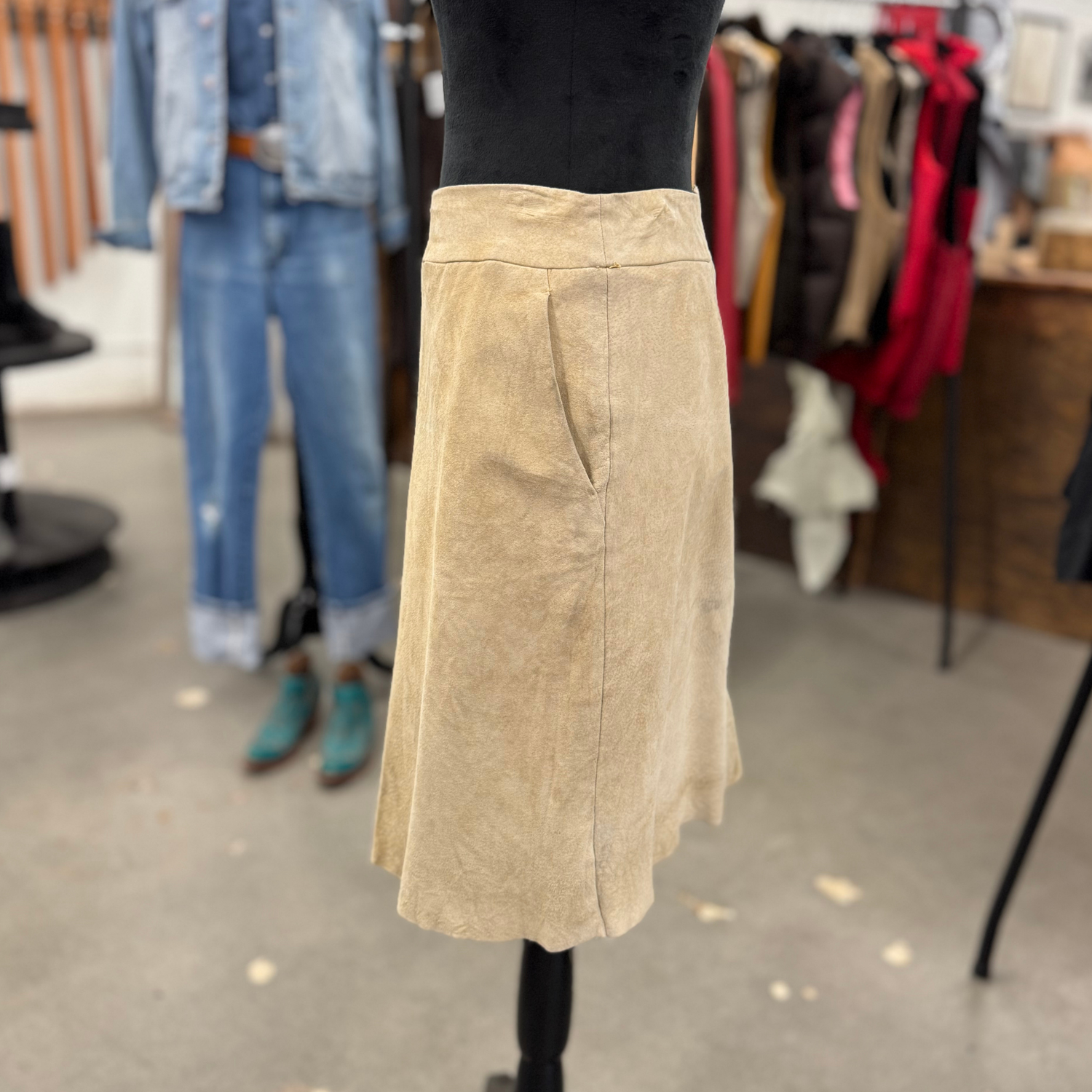 Vintage Beige Suede Skirt