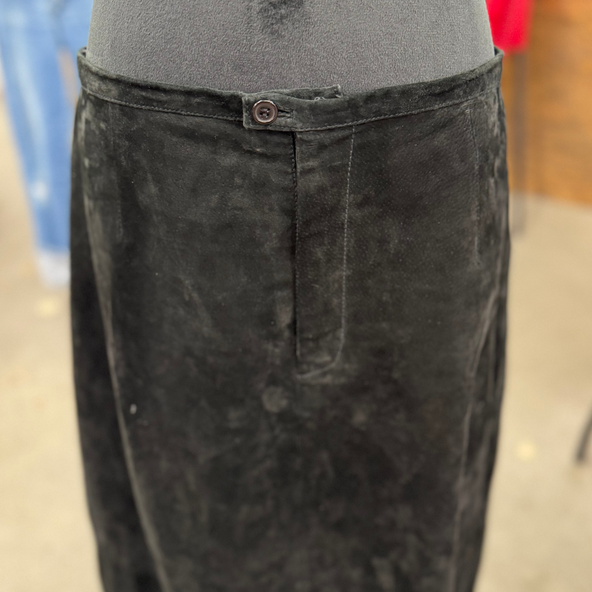 Vintage Black Suede Fringe Skirt