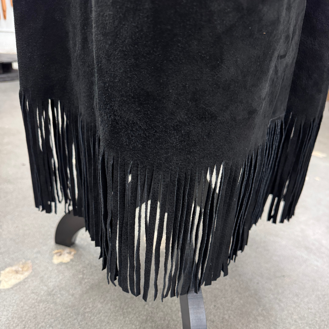 Vintage Black Suede Fringe Skirt