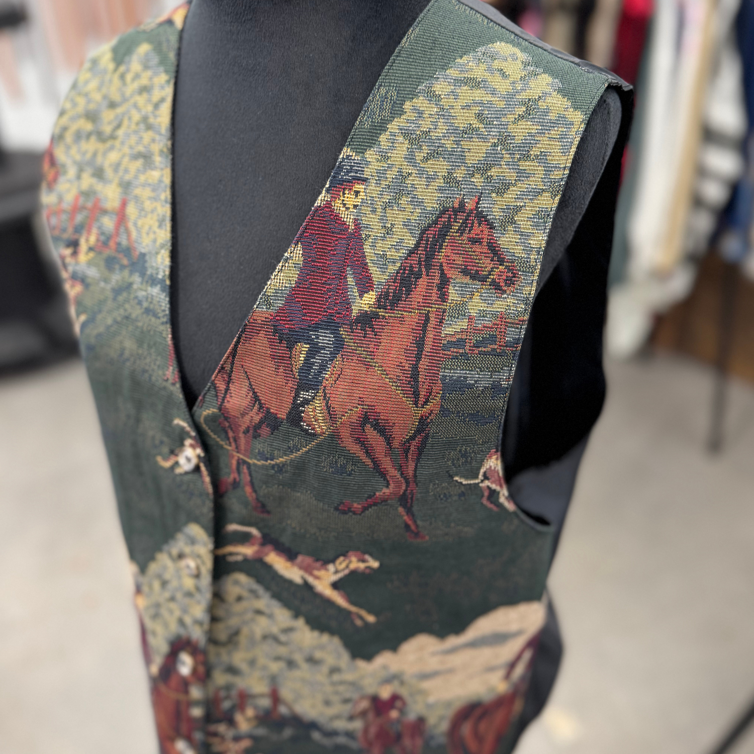 Vintage Equestrian Tapestry Vest