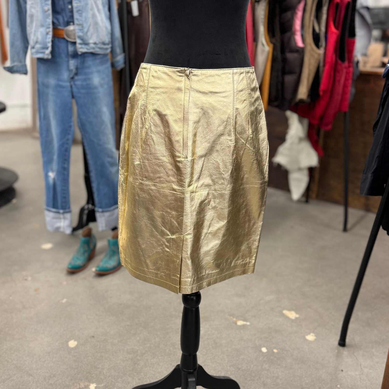 Vintage Gold Leather Skirt
