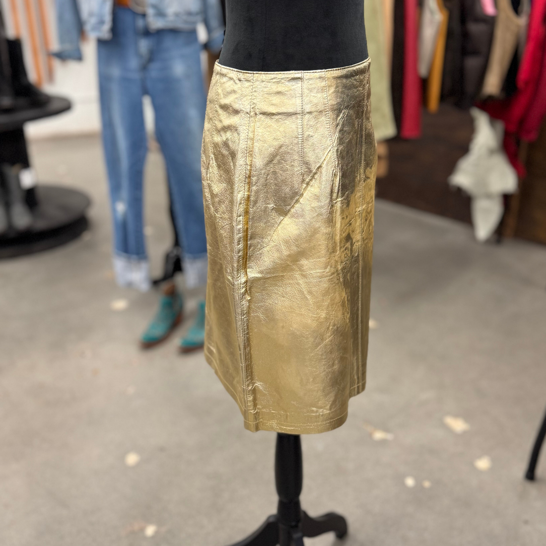 Vintage Gold Leather Skirt