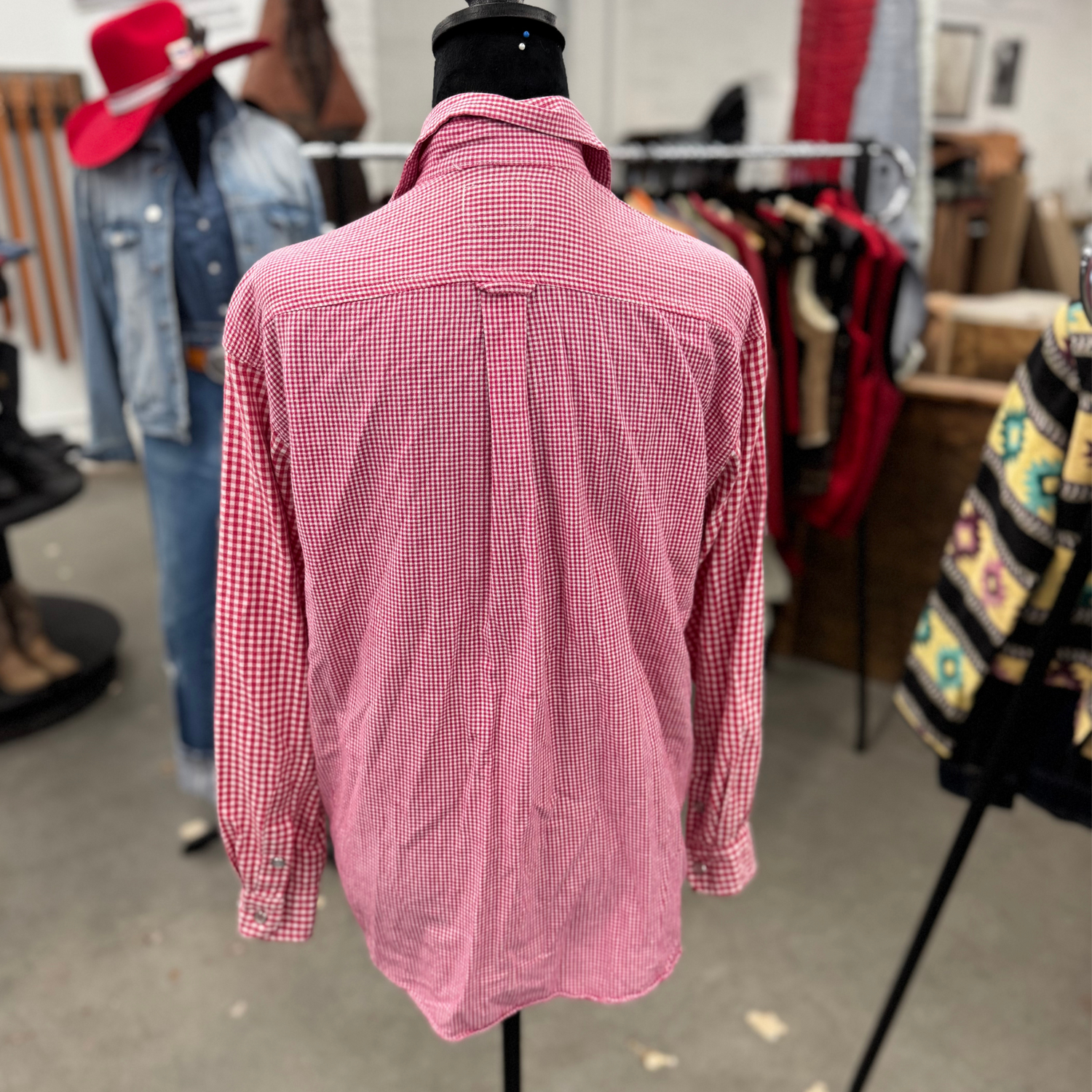Vintage Denim Republic Red Gingham Pearl Snap Button Shirt