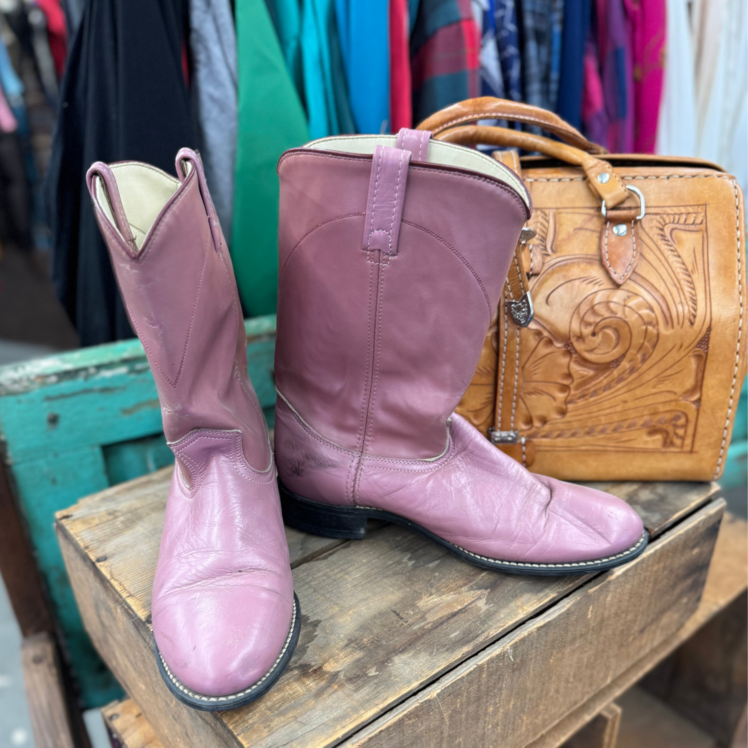 Vintage ACME Pink Cowboy Boots