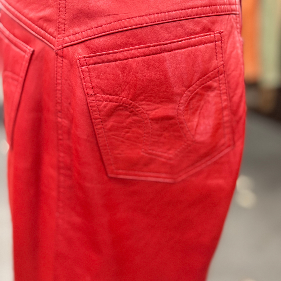 Vintage Red Pioneer Wear Leather Skirt