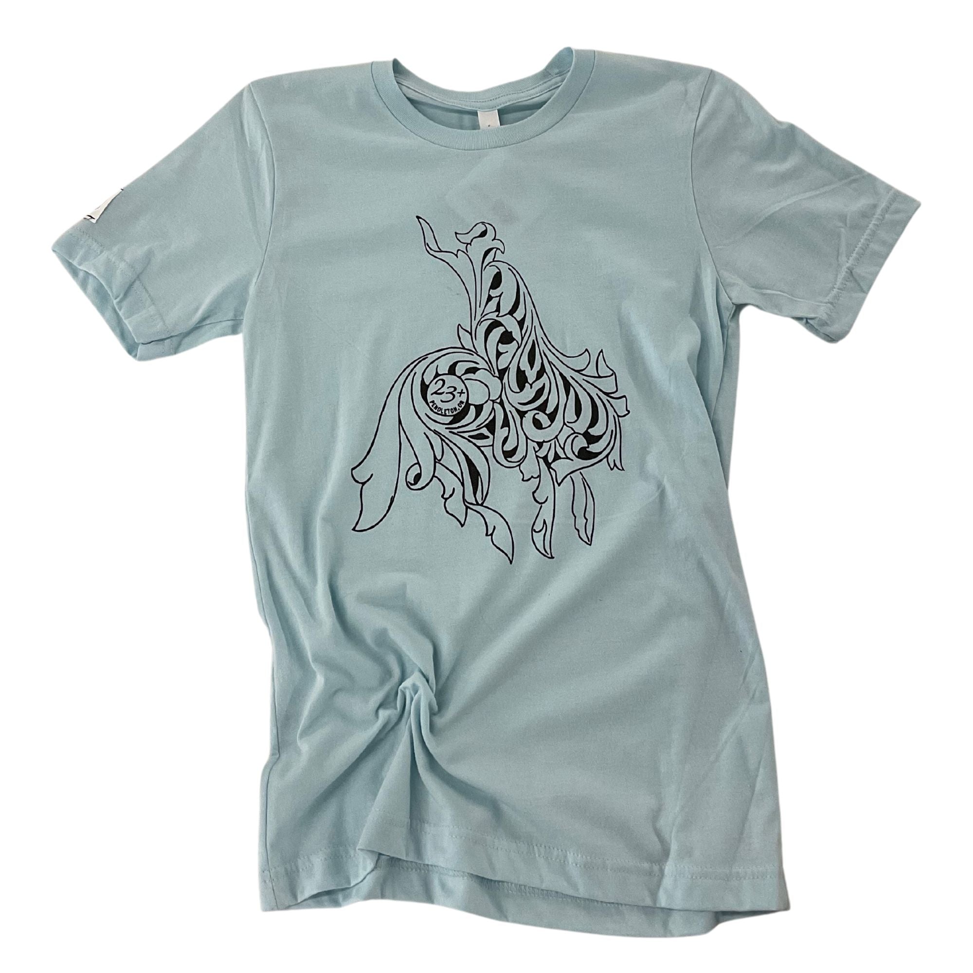 Specialty Pattern T-Shirt - Bucking Horse - Light Blue