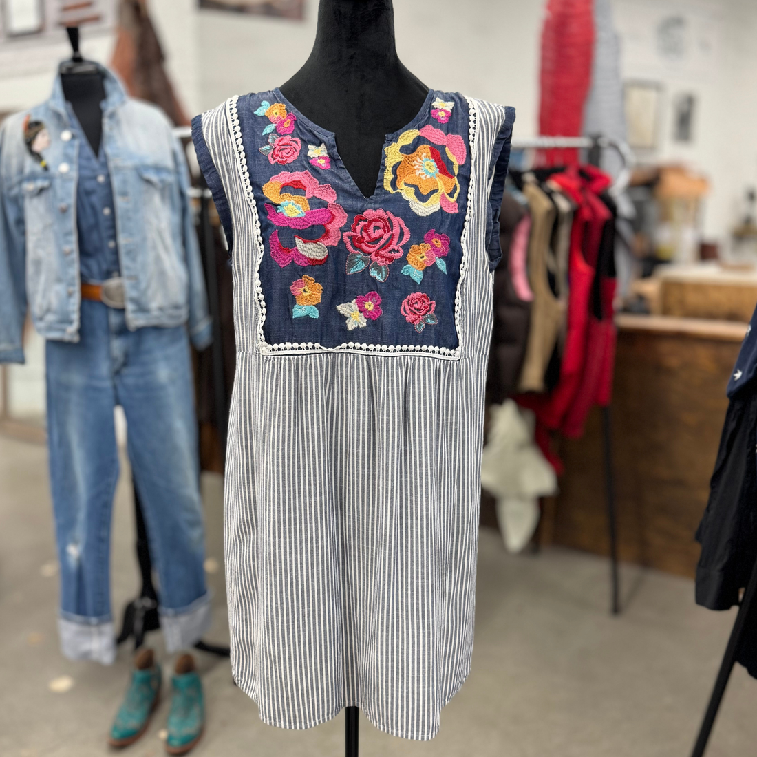 Embroidered Sleeveless Dress