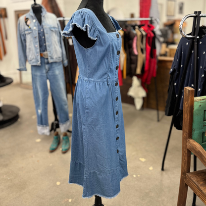 Flutter Sleeve Chambray Dress