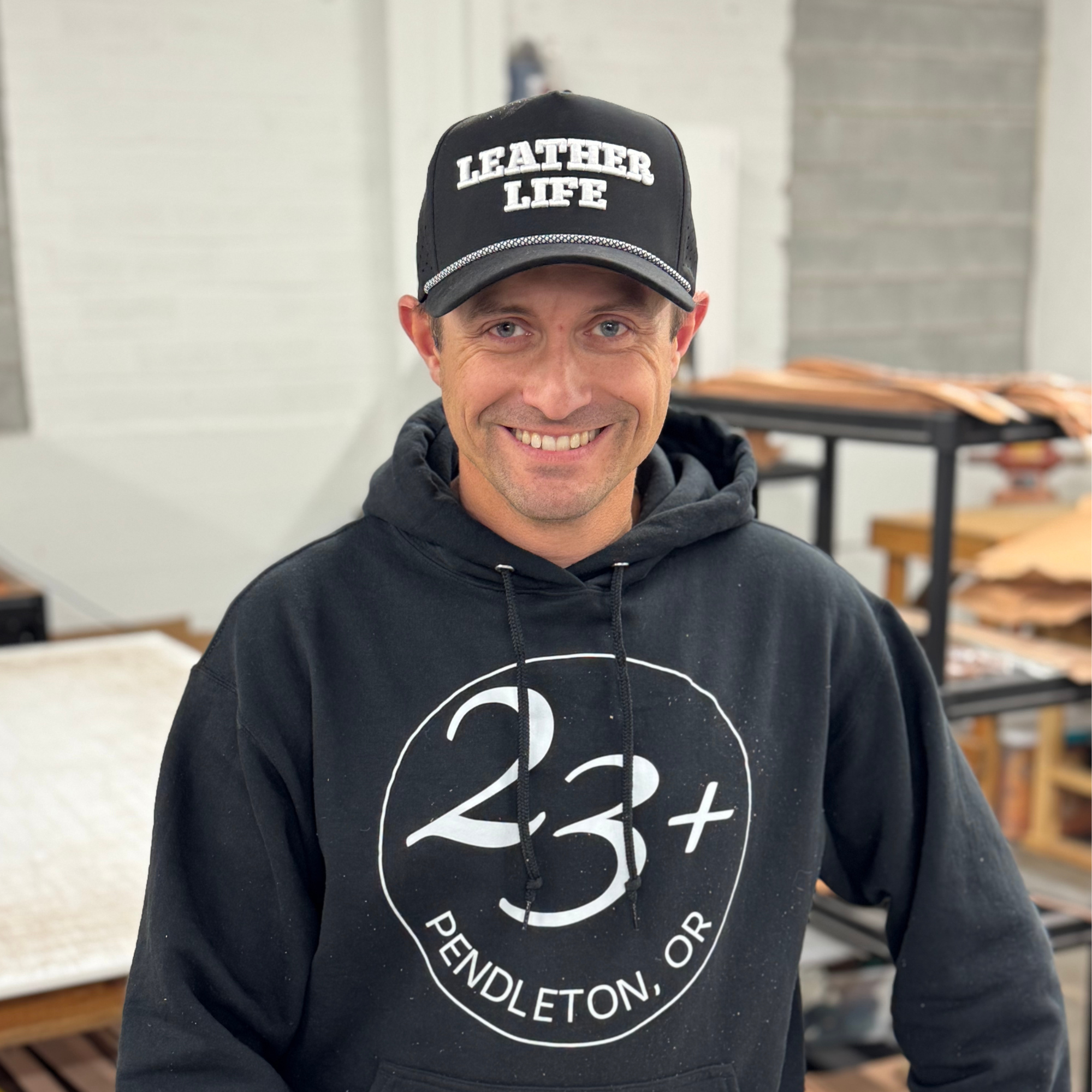 Leather Life Puff Embroidery - Black