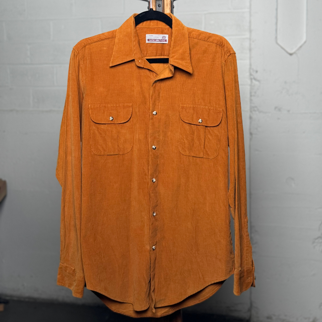 Vintage 1980s Classic Directions Rust Corduroy Western Shirt