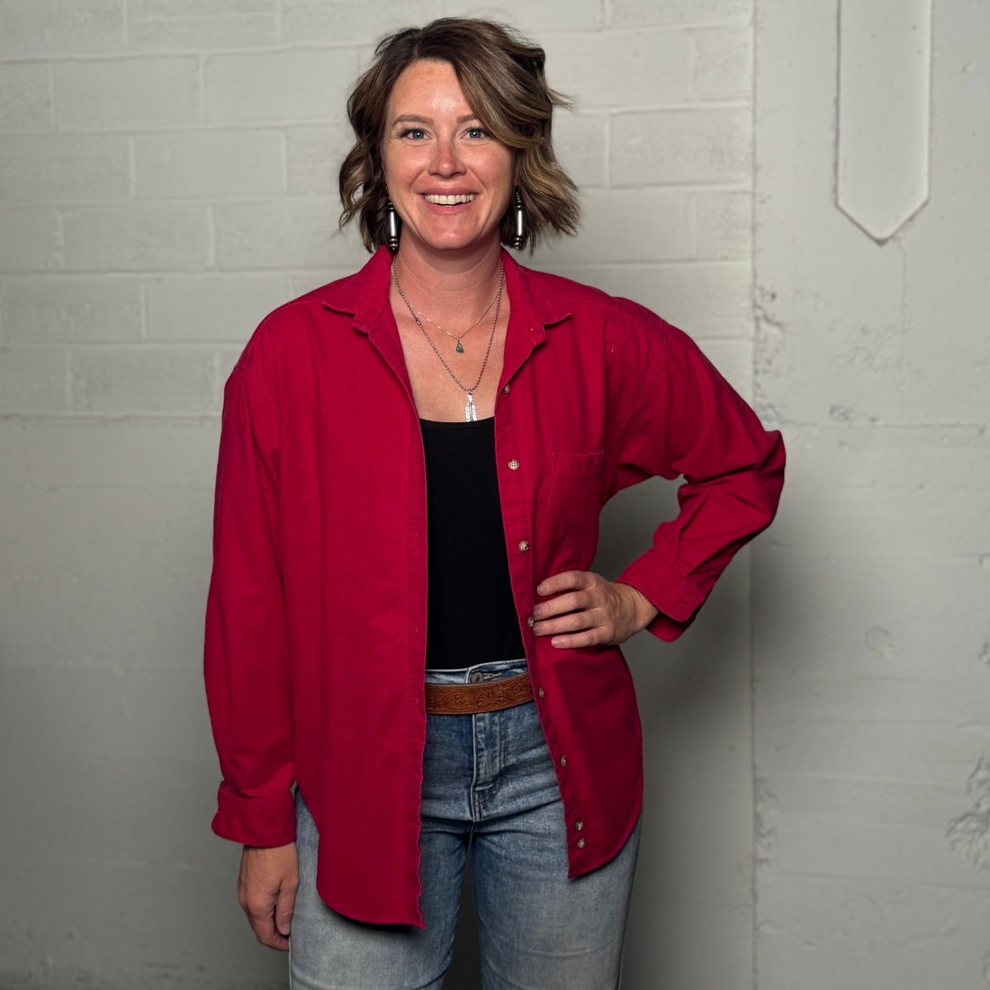 Vintage 1980s Eddie Bauer Deep Red Heavyweight Shirt – Made in USA