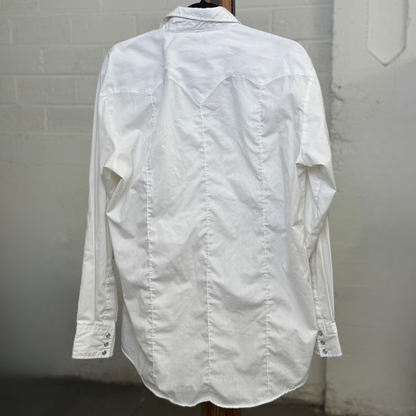 Vintage 1980s Western White Pearl Snap Shirt