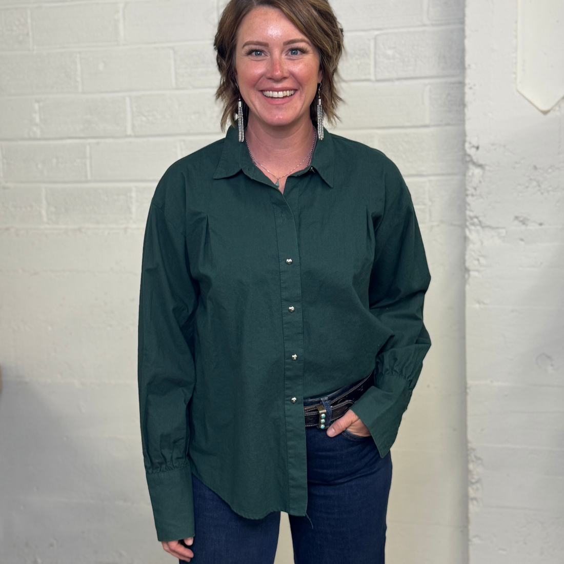 Vintage 1990s Banjo Dallas Green Western Snap Shirt - Made in USA