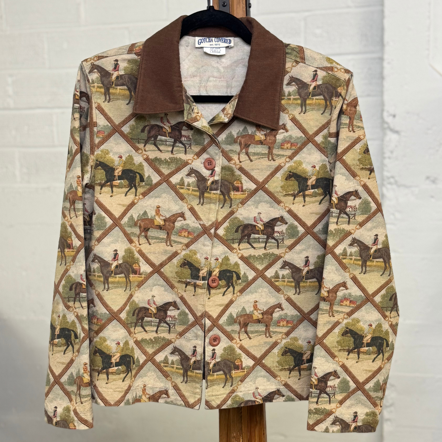Vintage 1990s Gotcha Covered Horse Print Jacket- Made in USA Vintage 1990s Gotcha Covered Horse Print Jacket- Made in USA