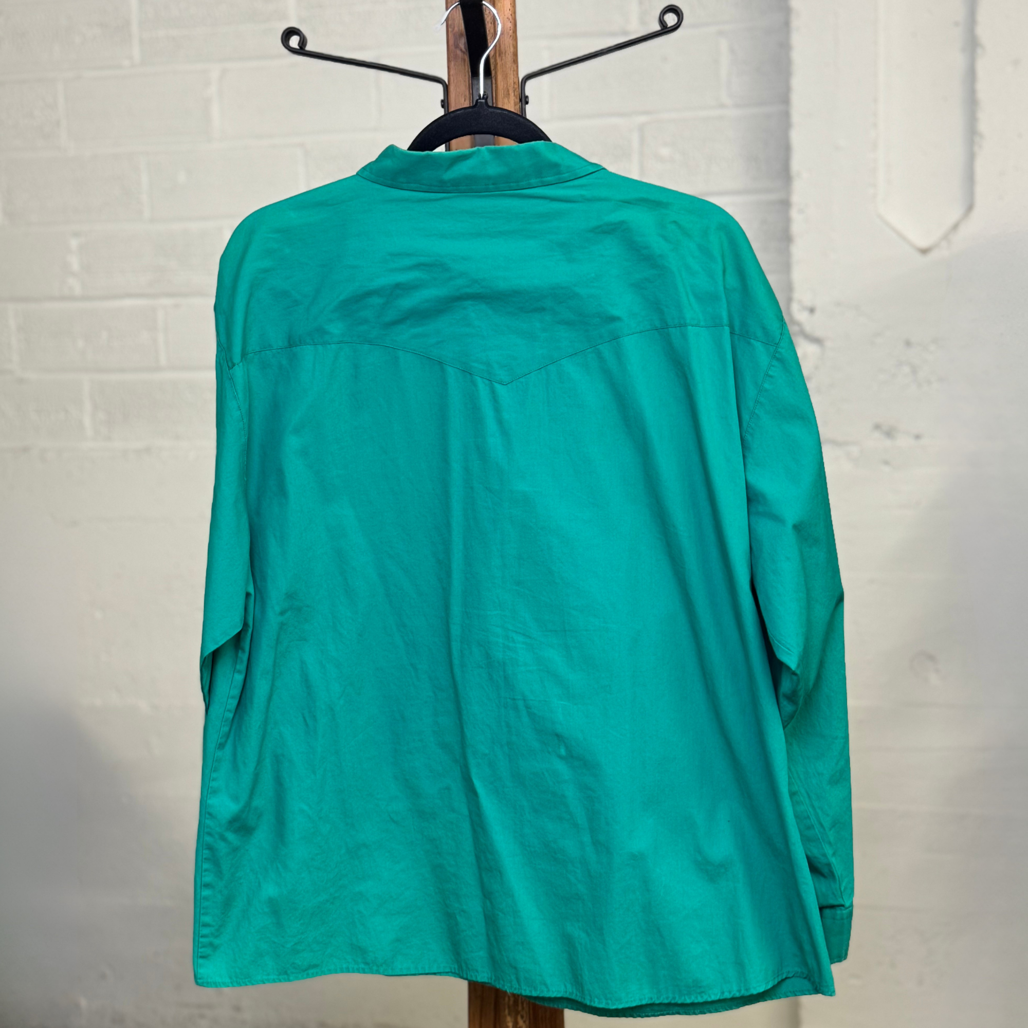 Vintage 1990s Roper Teal Western Tuxedo Shirt