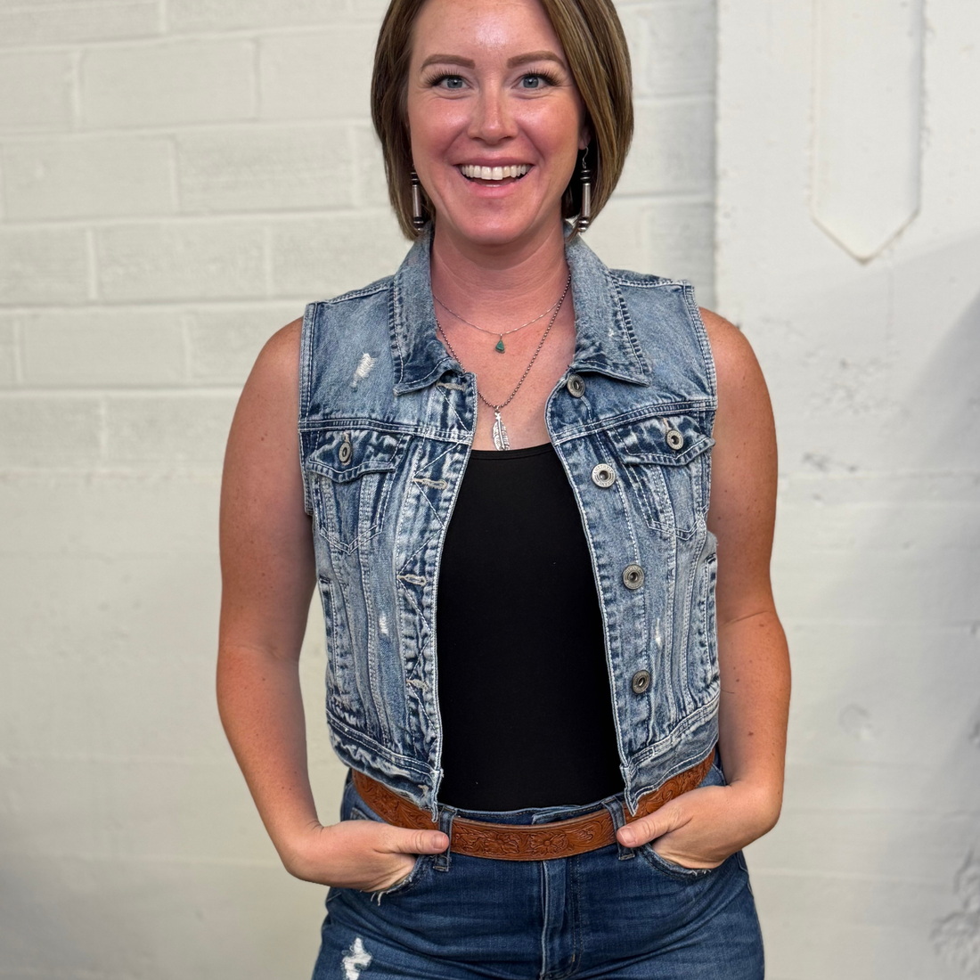 Vintage Y2K Amethyst Distressed Denim Vest