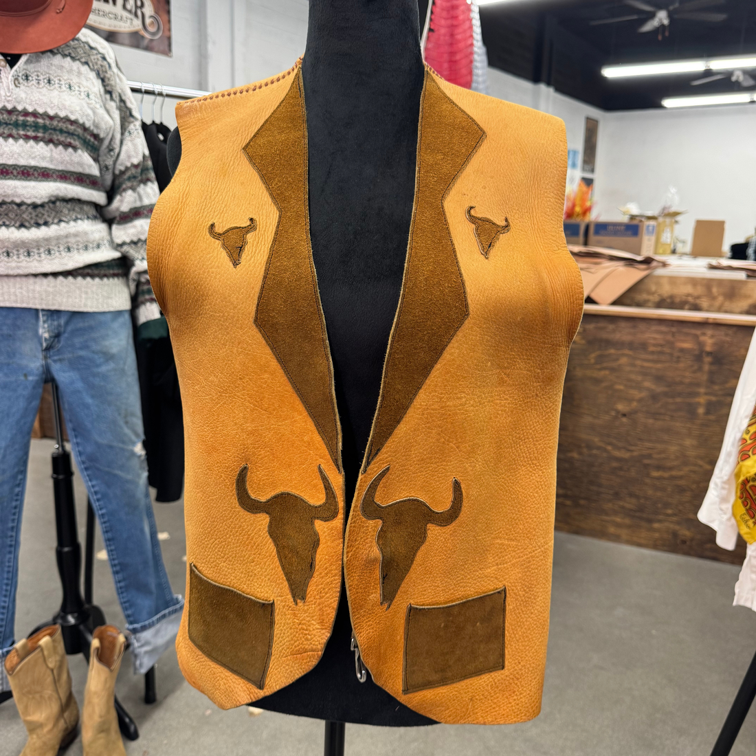 Vintage 70s Handmade Leather Vest