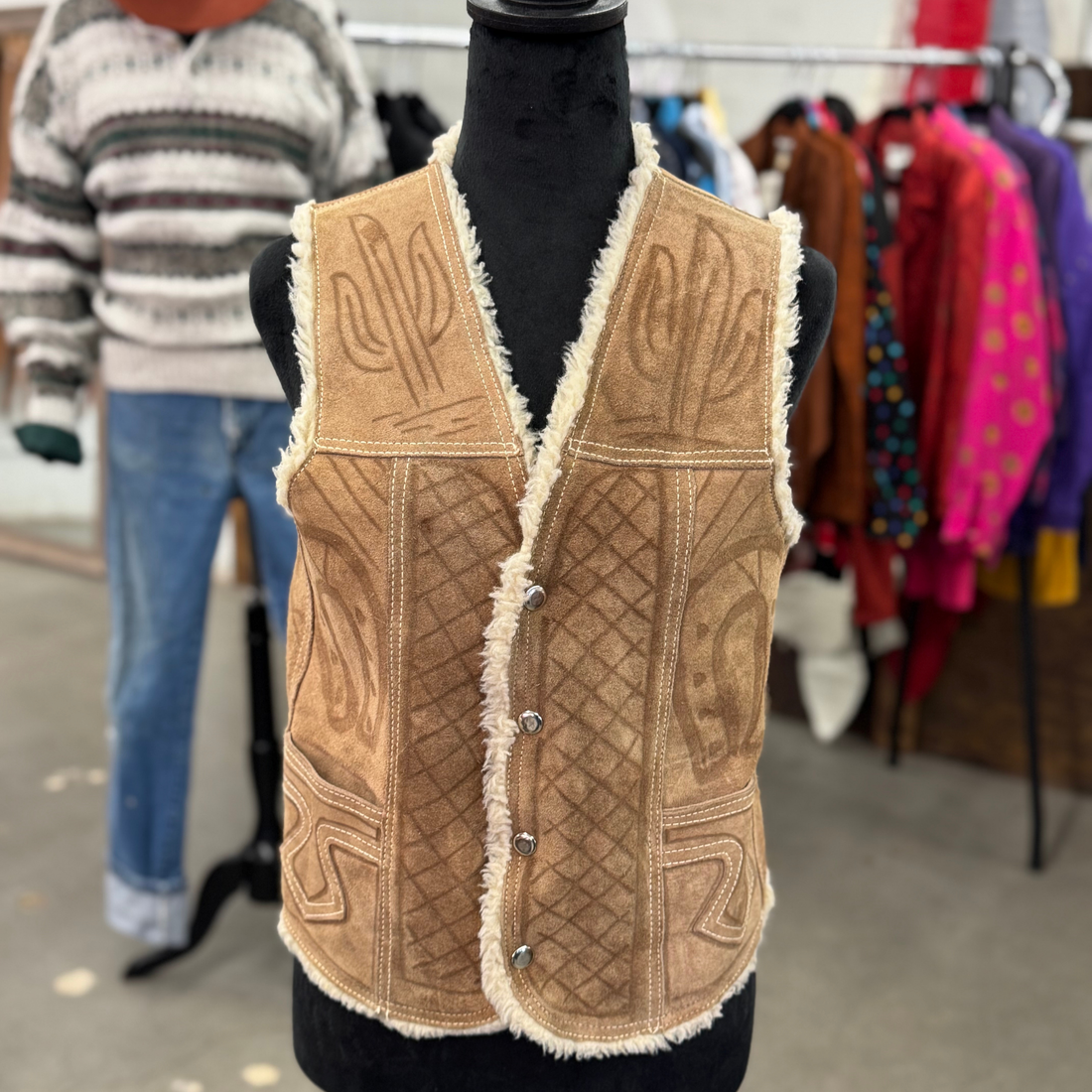 Vintage 70s Leather Sherpa Vest