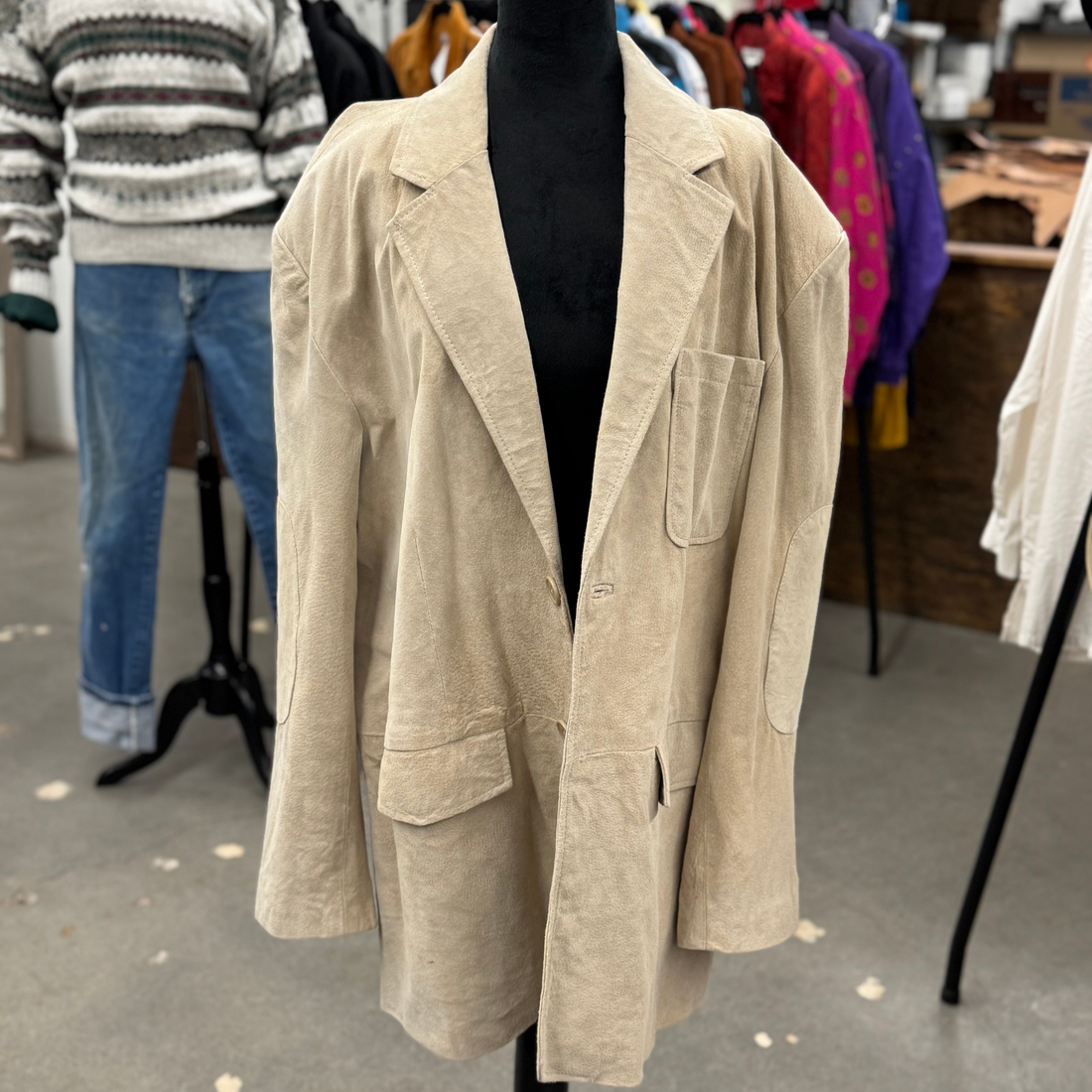 Vintage 80s Beige Suede Blazer
