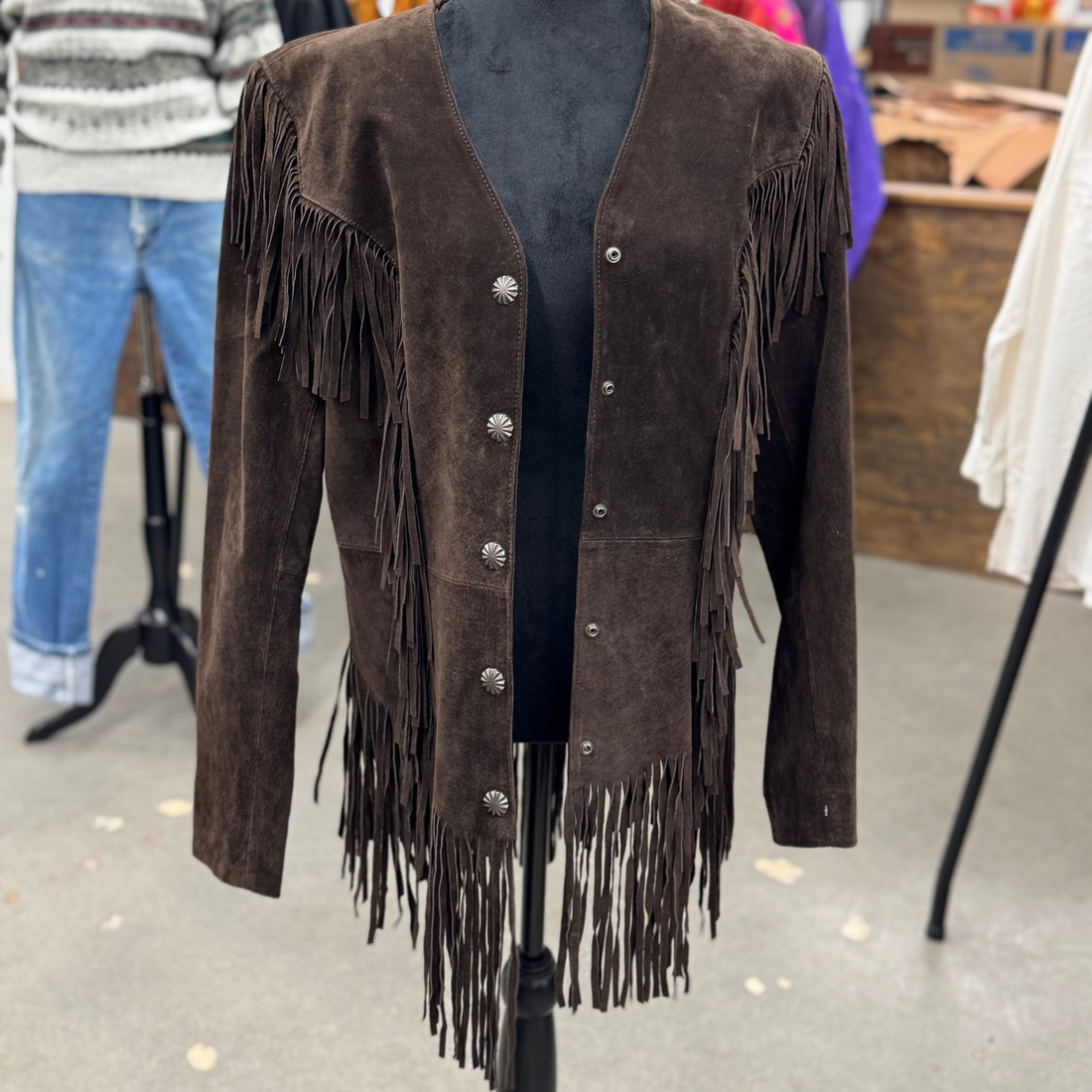 Vintage 80s Cripple Creek Brown Fringe Suede Jacket