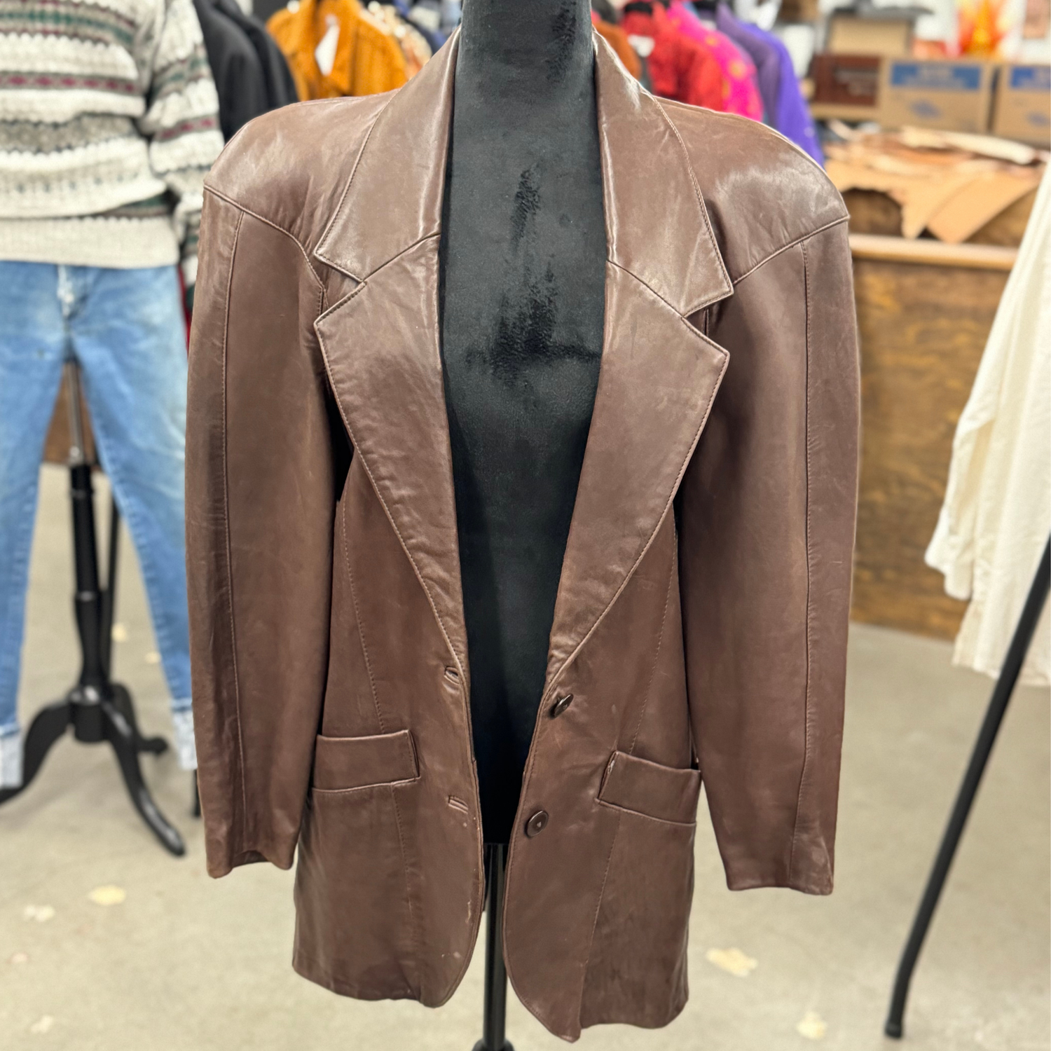 Vintage 80s Michael Hoban North Beach Leather Blazer