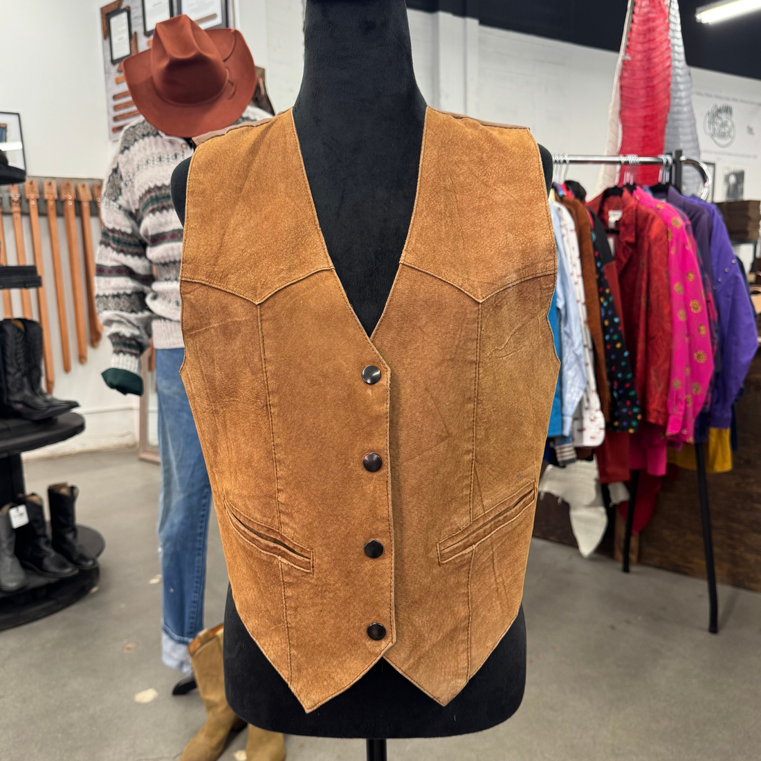 Vintage 80s Suede Brown Vest
