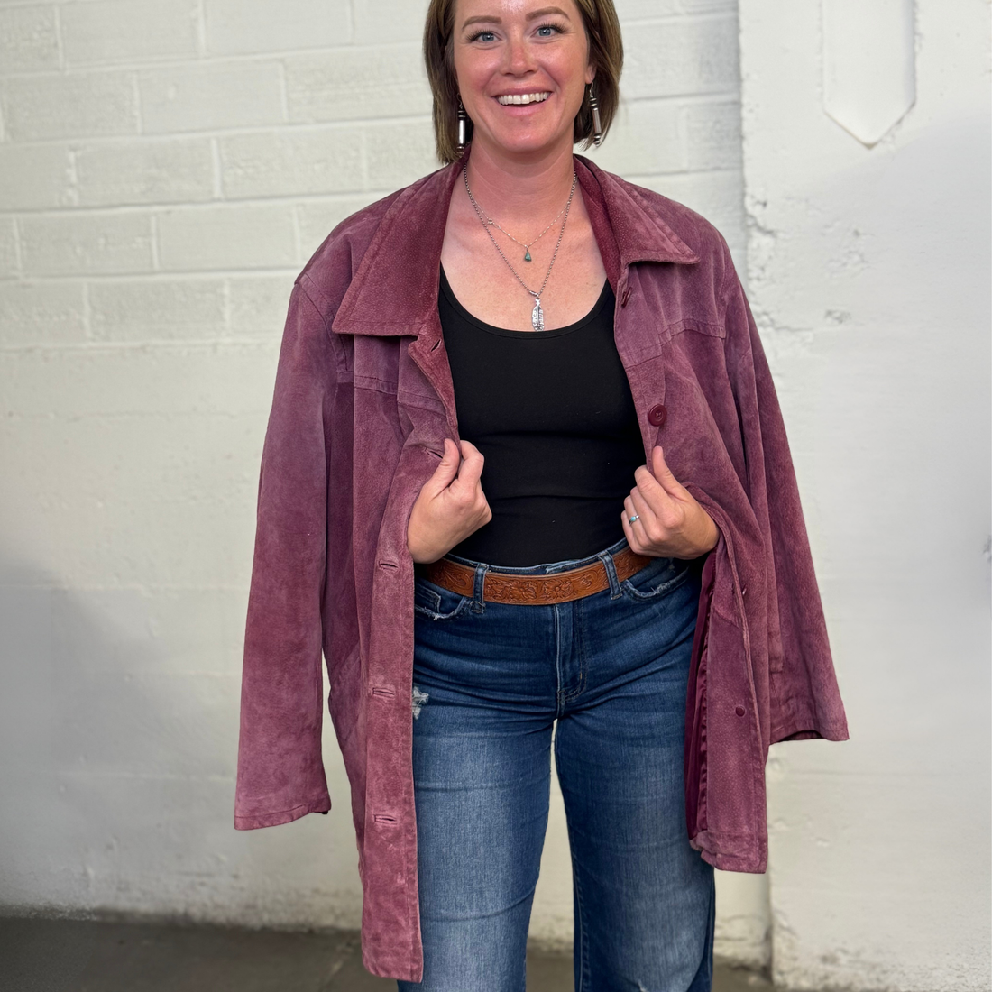 Vintage 90s Jaclyn Smith Sport Plus Suede Jacket – Rose Pink Genuine Leather