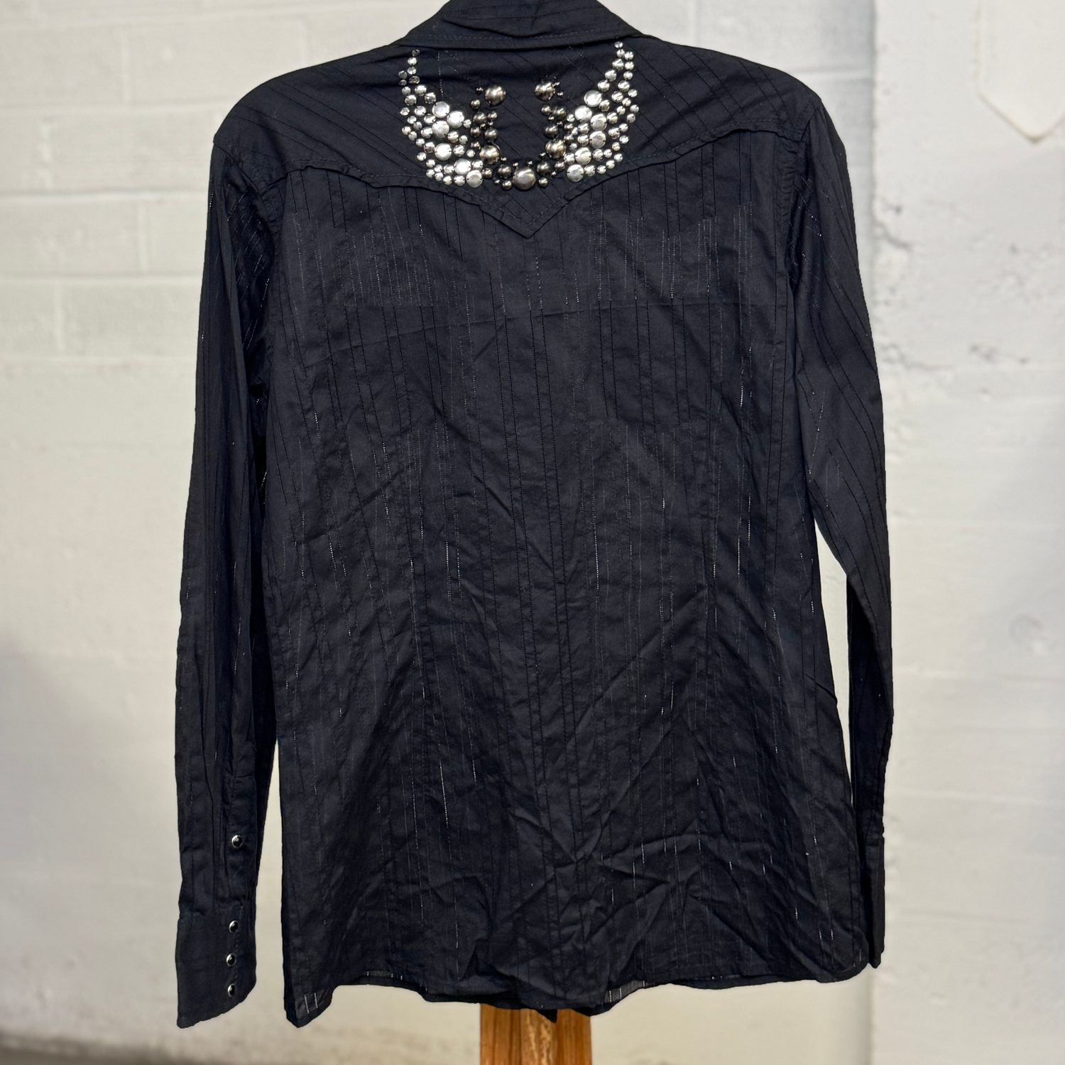 Vintage Y2K Ariat Fitted Black Western Shirt with Stud Detail