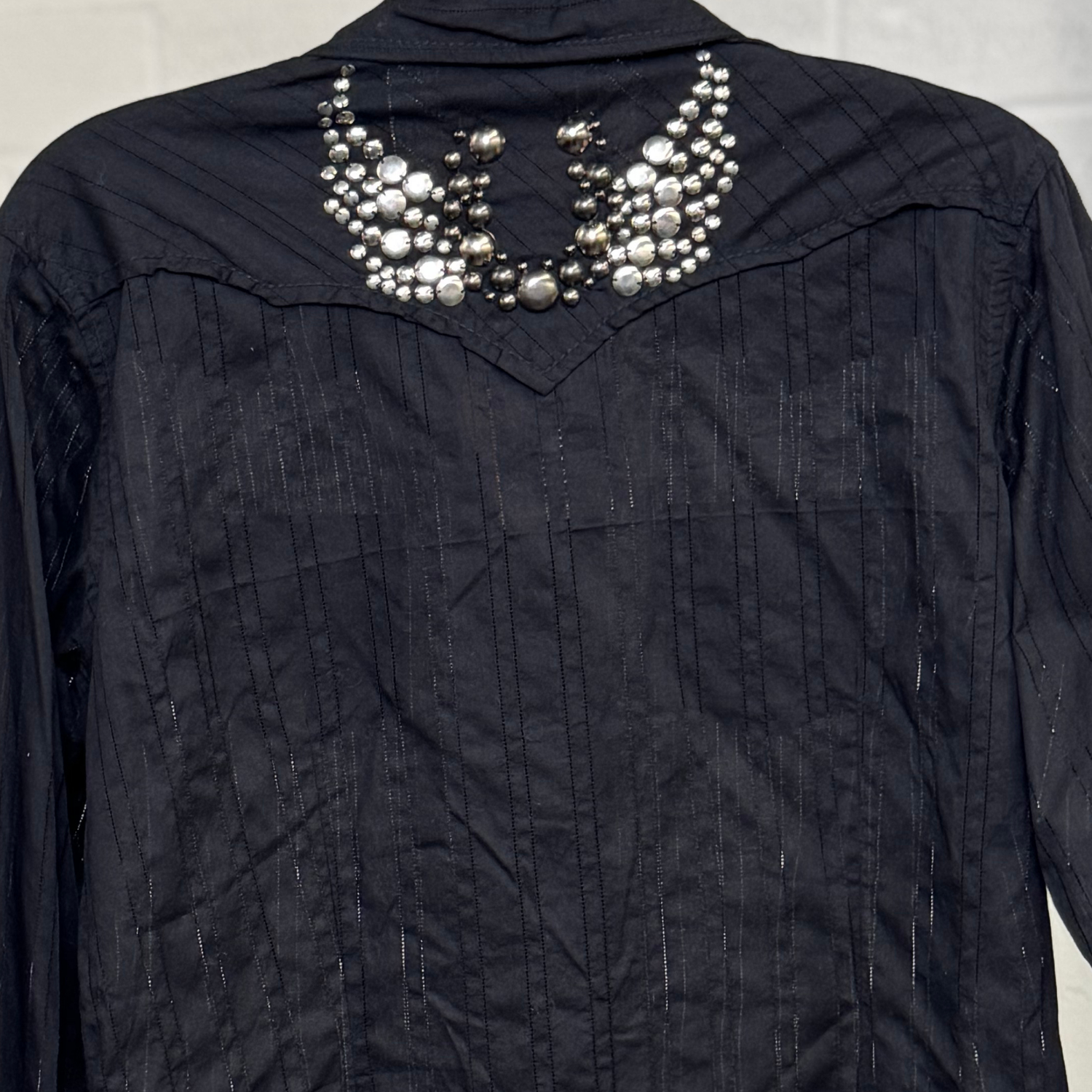 Vintage Y2K Ariat Fitted Black Western Shirt with Stud Detail