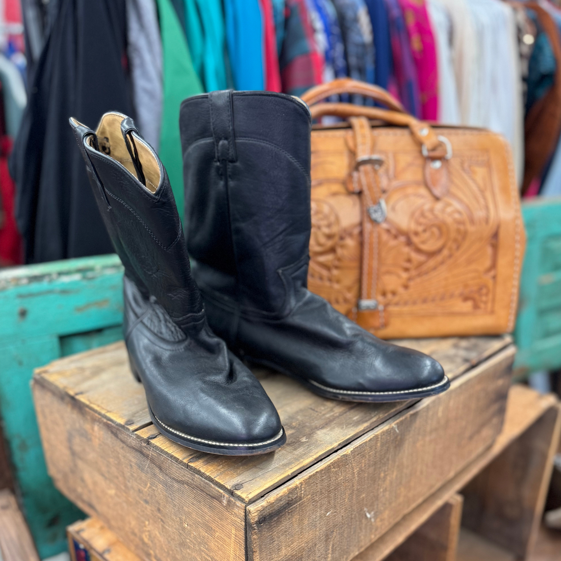 Vintage Black Diamond J Cowboy Boots