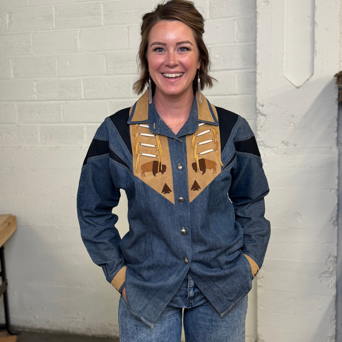 Vintage Southwest Canyon Buffalo Western Denim Shirt