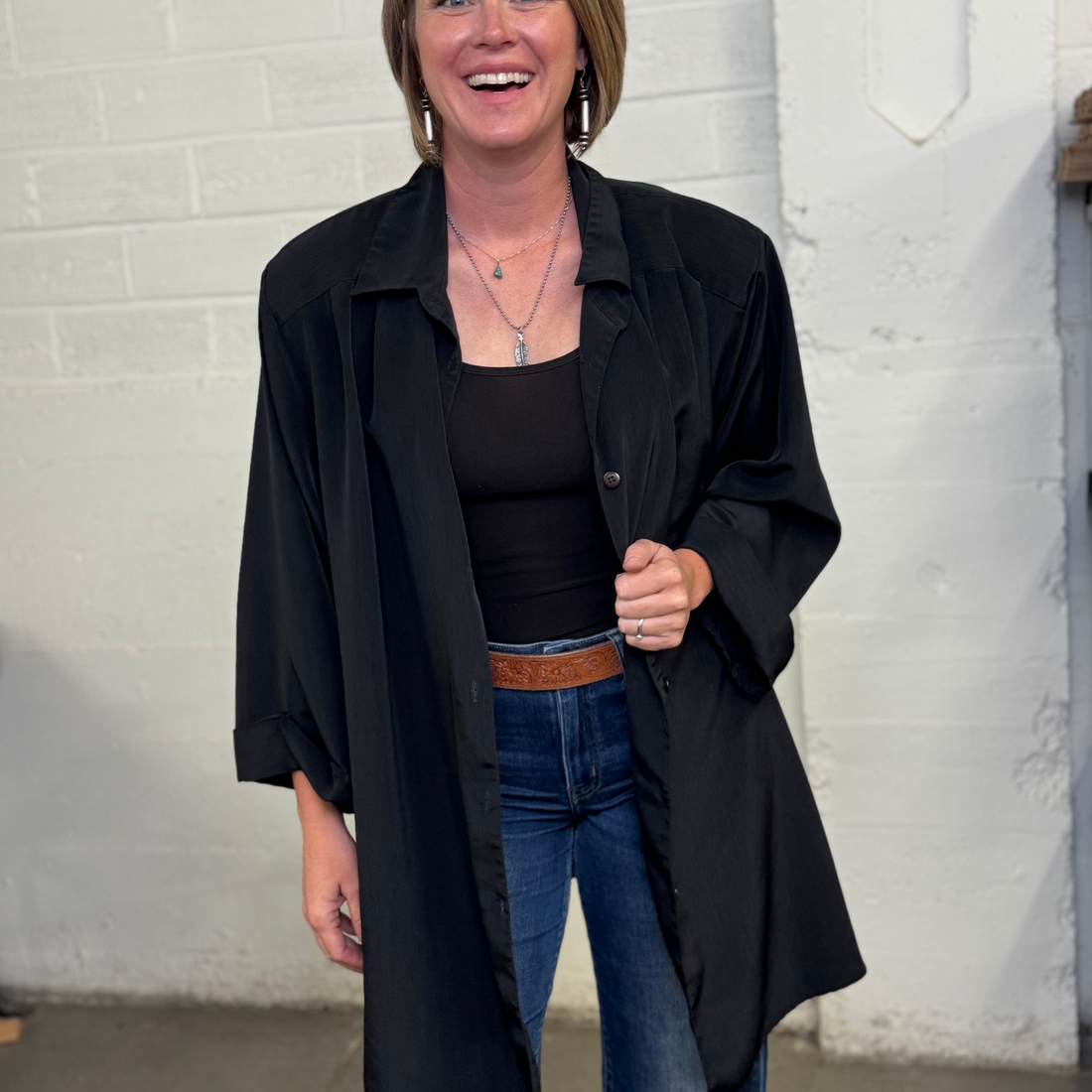 Vintage C.S.T. Studio Black Button Down Shirt