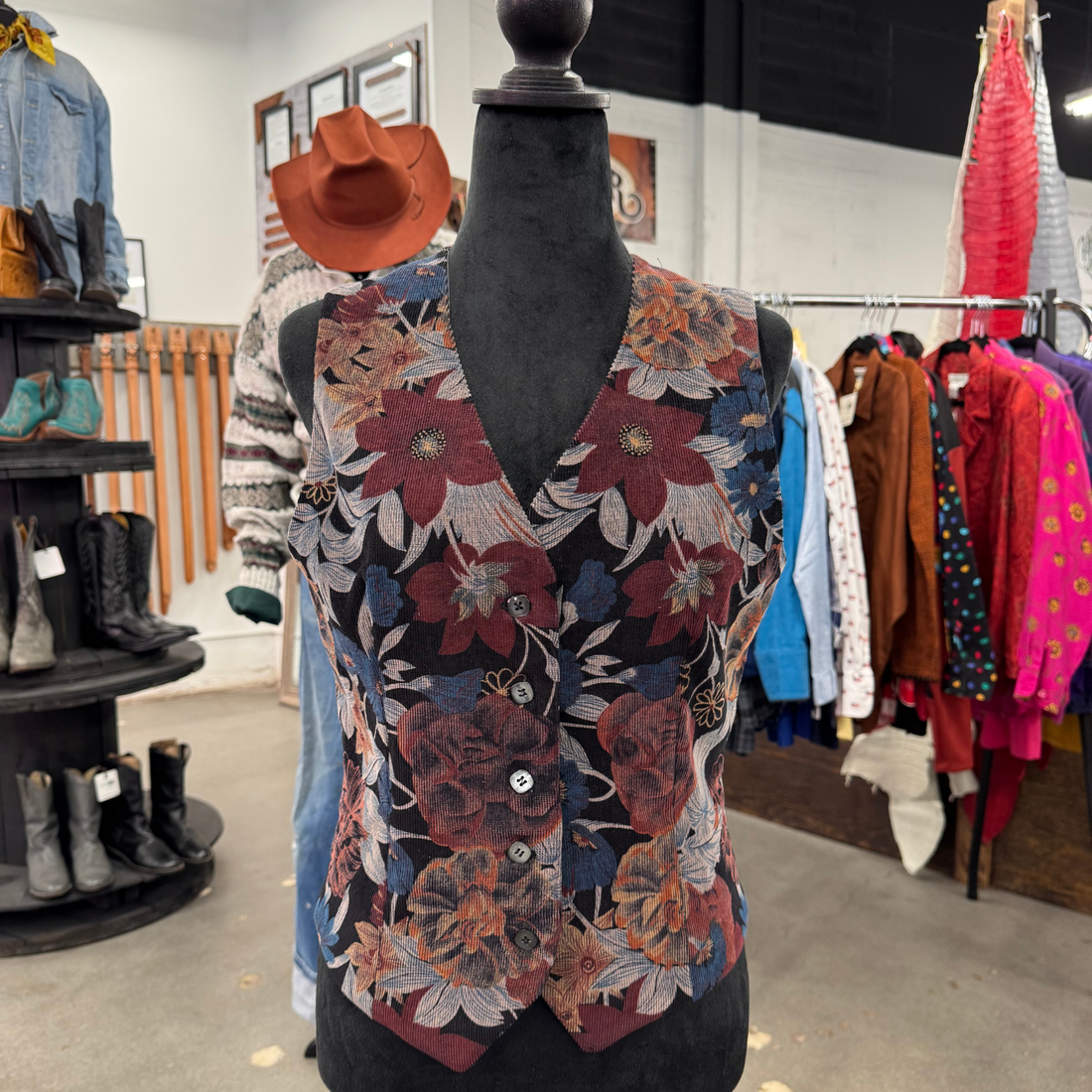 Vintage Corduroy Flower Vest