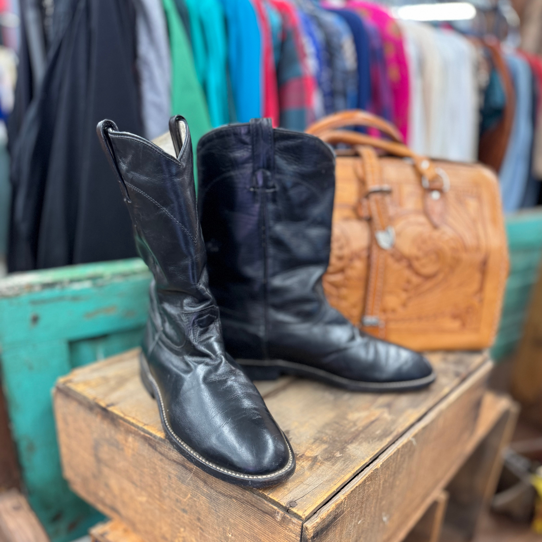 Vintage Black Cowtown Cowboy Boots