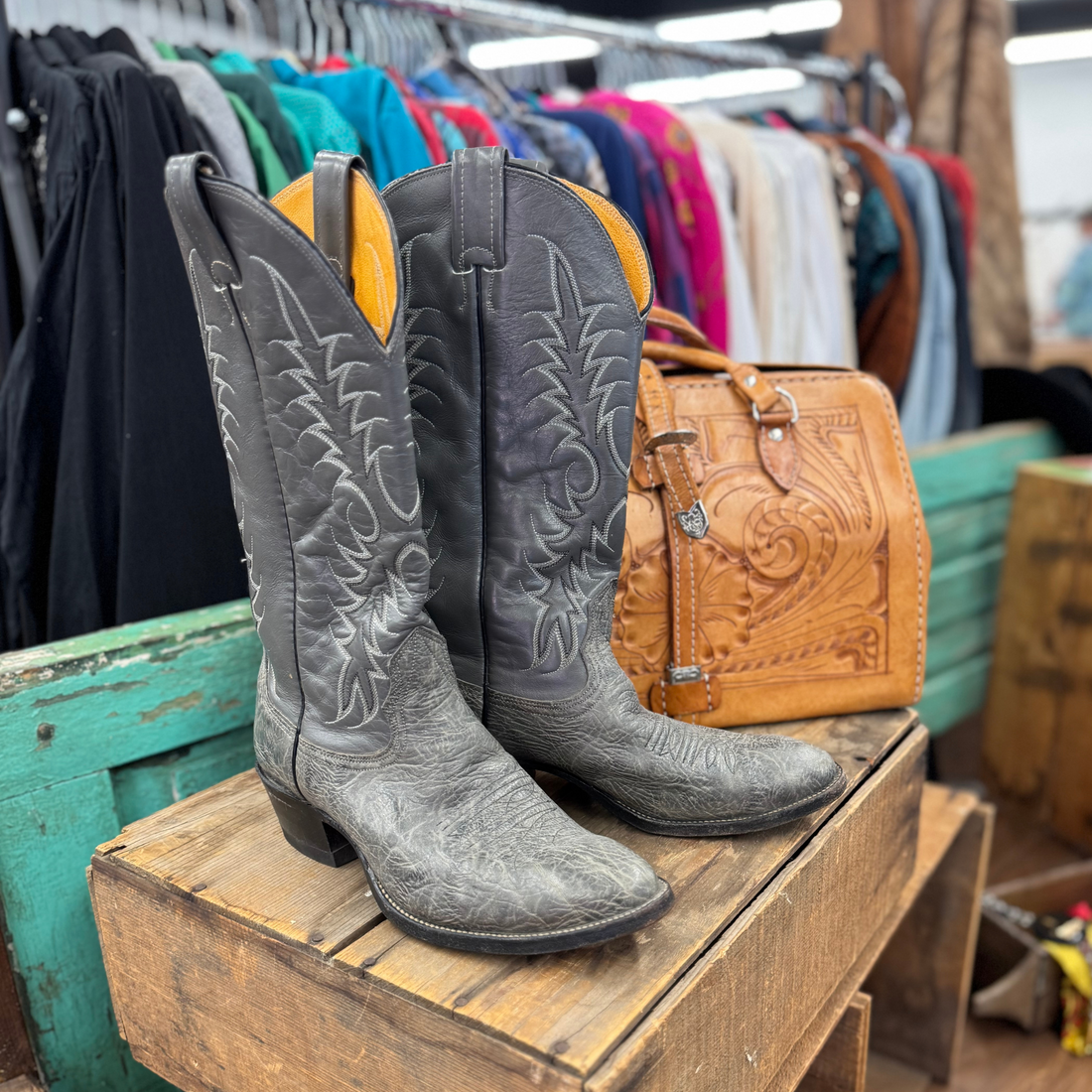 Vintage Gray Nocona Cowboy Boots