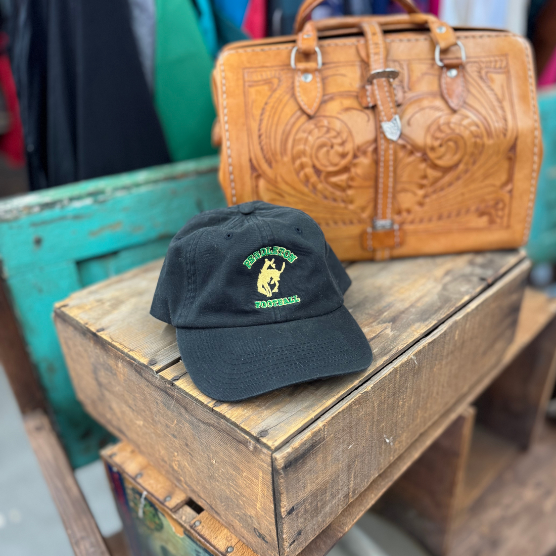 Vintage Pendleton Buck Football Black Ball Cap