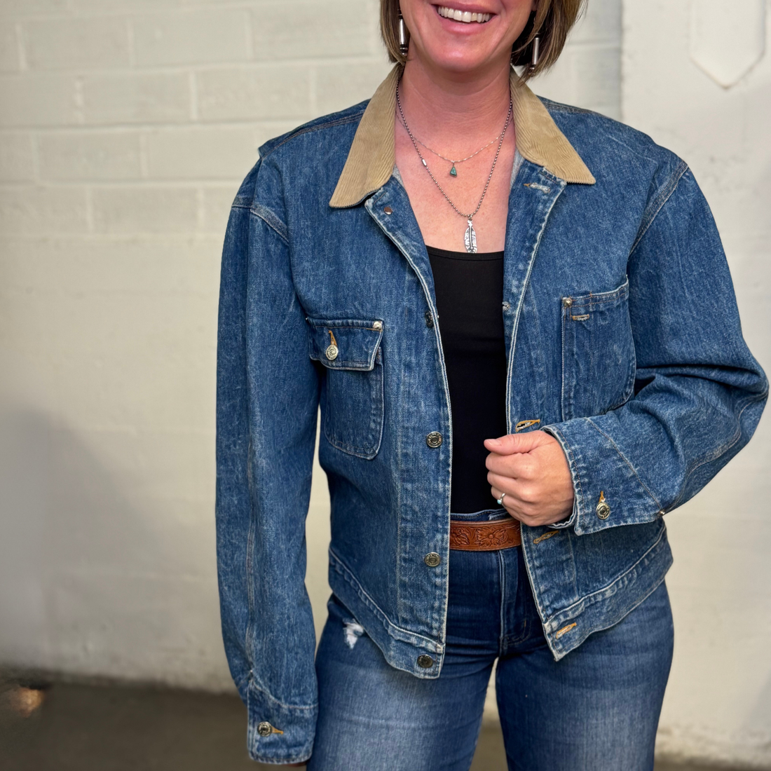 Vintage Polo Ralph Lauren Denim Jacket with Corduroy Collar – Made in USA – Size L