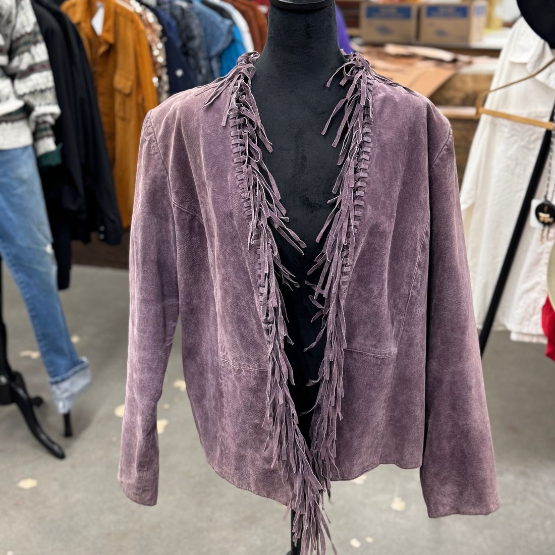 Vintage Purple Fringe Suede Blazer