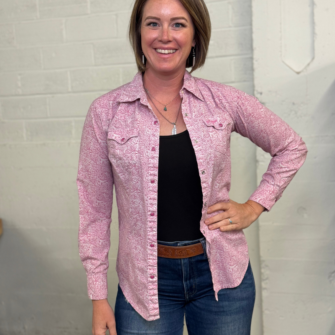 Vintage Wrangler Pink Paisley Western Shirt - Women&