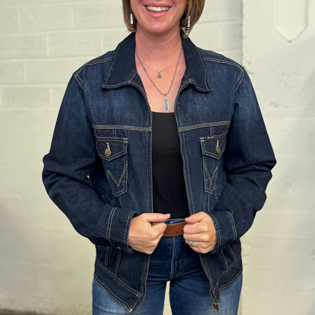 Vintage Wrangler “Spirit of America” Denim Jacket - Made in USA - Zip Front -Medium