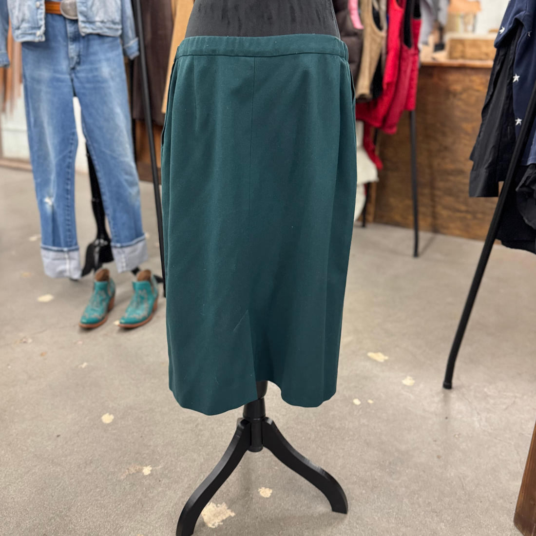 Vintage 80s Emerald Green Pendleton Wool Skirt