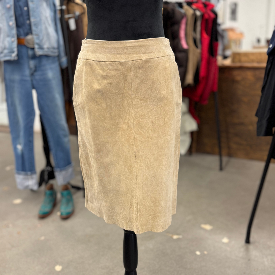 Vintage Beige Suede Skirt