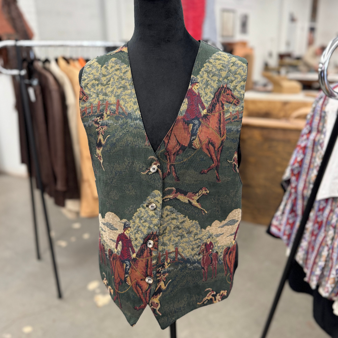 Vintage Equestrian Tapestry Vest